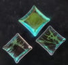 3 small Dichroic Borosilicate Glass Square plates slumped and fire polished smp001