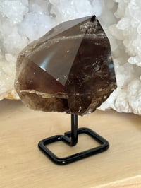 Image 2 of Smoky Quartz Natural Point With Rainbows On Stand #2650