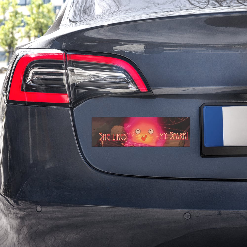 Image of She Likes my Spark Car magnet long