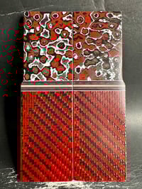 Image 2 of Red Fat Carbon & Red Carbon Fiber GLOW Segmented Knife Scales