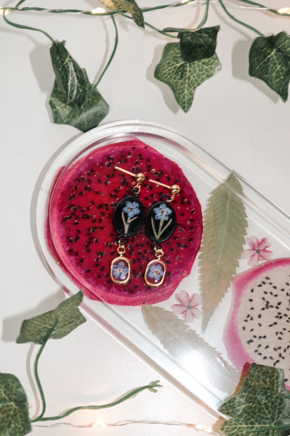 Image of Forget Me Not 2 piece Resin Dangle Earrings