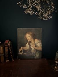 Image 2 of Reproduction sur toile de 1969, du tableau L’oiseau mort de J.B Greuze