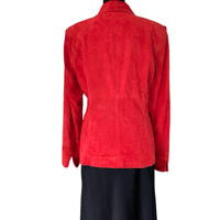 Image 5 of Red Suede Button Front Collared Jacket Size L by Colleizone Juliana