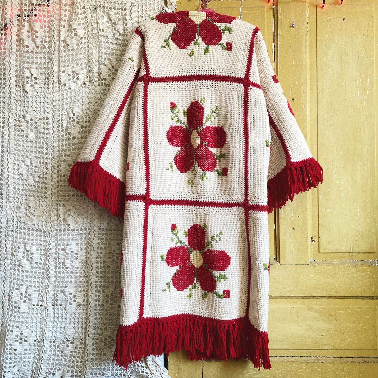 Image of Red Petals Granny Sweater