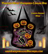 Image 1 of  Pumpkin Head Oversized Canvas Bag