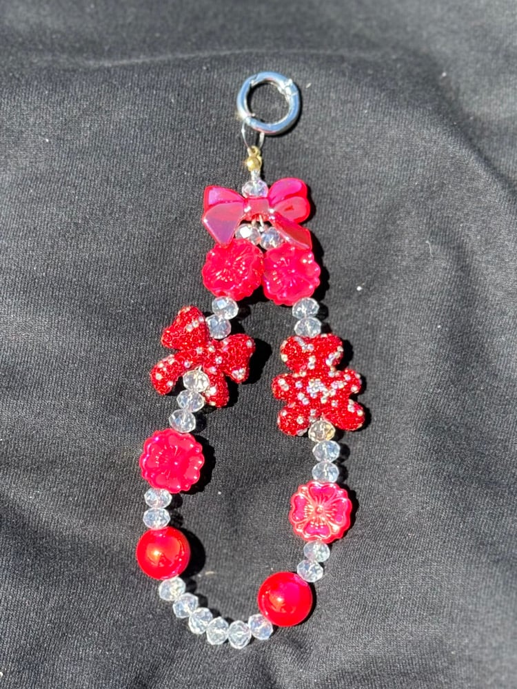 Image of Rhinestone Bag/Phone Charm- Red 