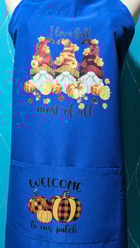 Image 5 of I Love Fall Gnomes Apron (blue)