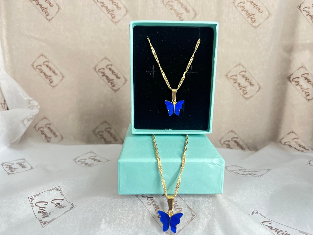 Image of BLUE BUTTERFLY CHARM NECKLACE