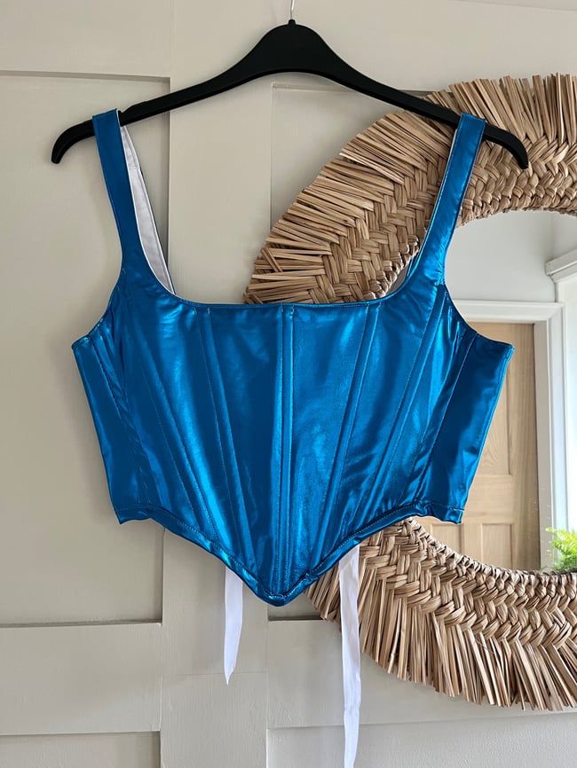 Handmade Alien, wet look, foil corset