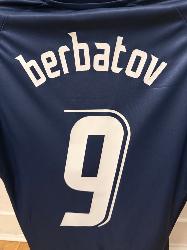 Image of Tottenham Hotspur “BERBATOV 9” 2007/08 Away Shirt + UEFA patch, M