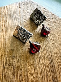 Image 6 of red garnet post earrings