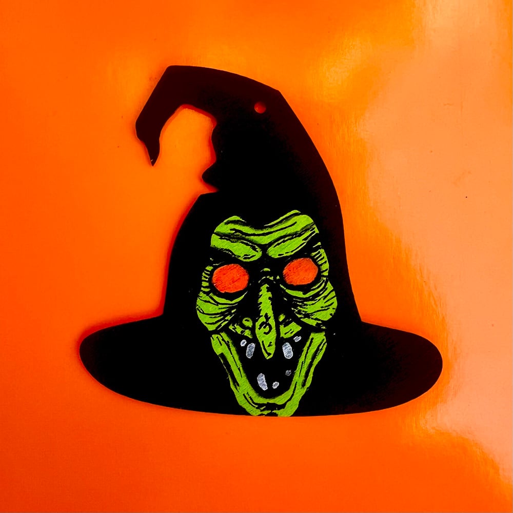 Image of “Witch Ornament” hand painted WOOD