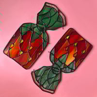 Image 1 of Stained glass strawberry candy suncatcher