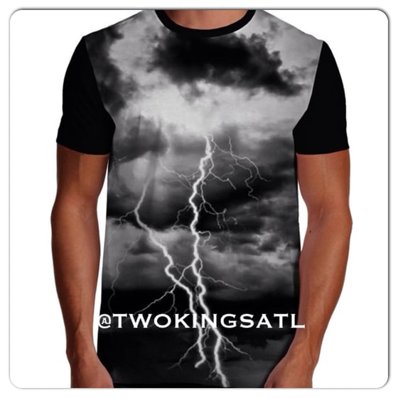 Image of LIGHTNING BOLT GRAPHIC SHORT SLEEVE SHIRT - BLACK