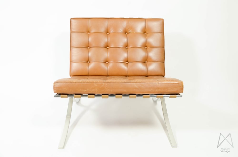 Mies Van Der Rohe Barcelona Chair Cognac Leather Vintage Original