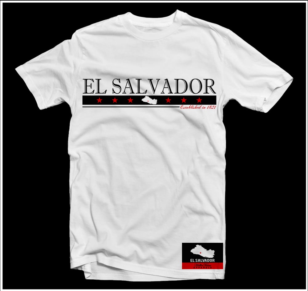 Image of El Salvador Flag Men's White Tee