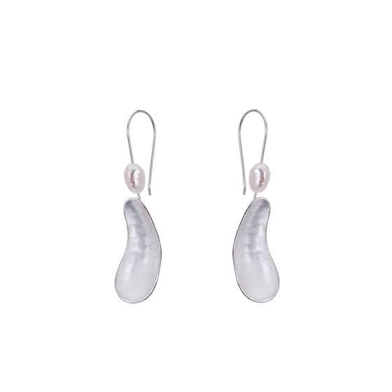 Image of silver mussel shell earrings