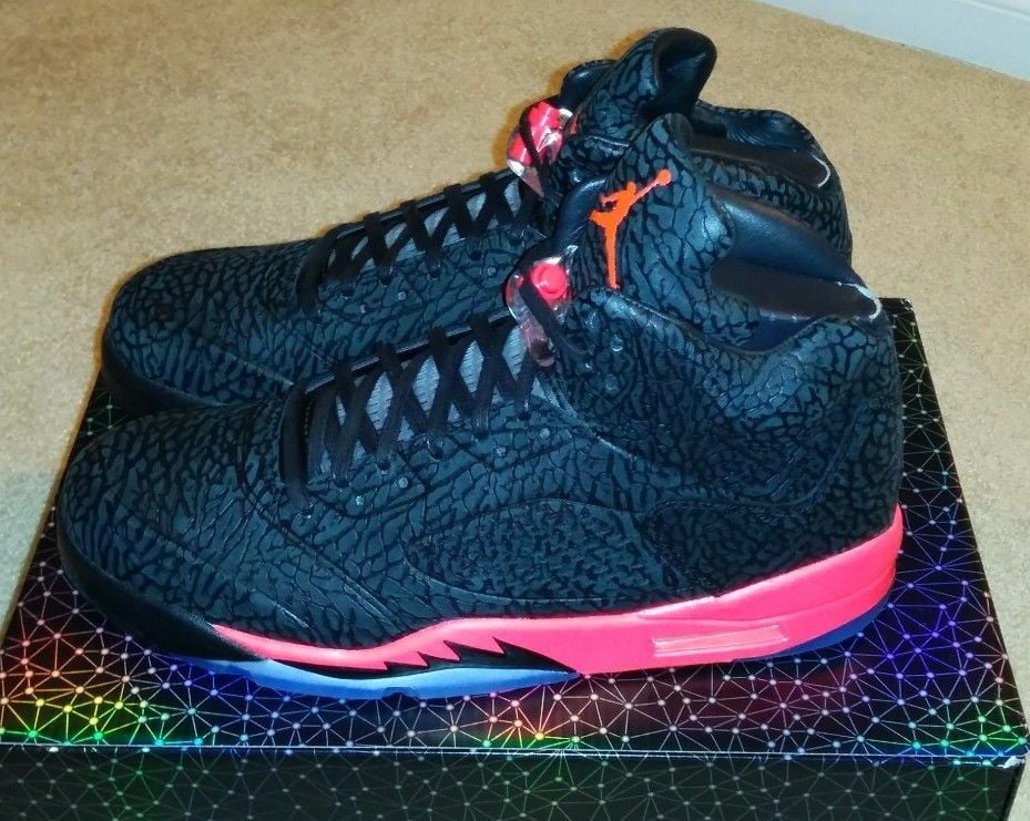 Image of Nike Air Jordan Retro 3Lab5 Elephant Print 599581-010 5 V Cement Infrared/Black 12 15 16 17 18