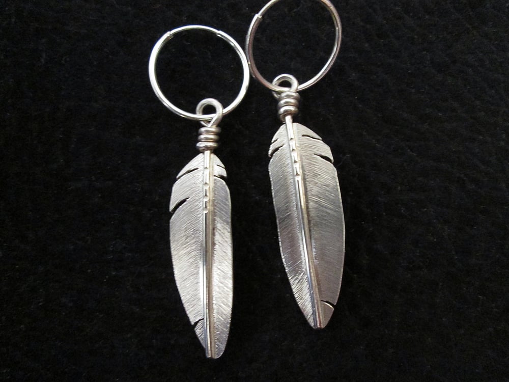 Image of Made to Order Feather Earrings with Hoops