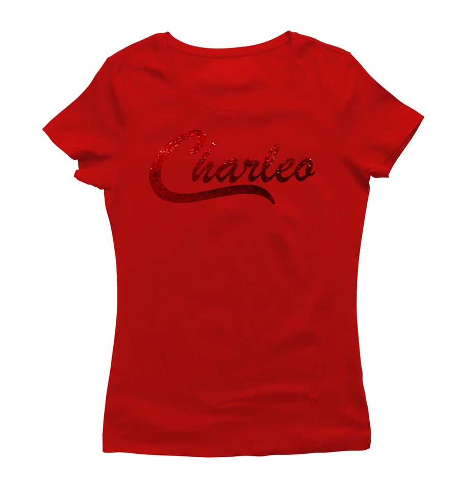 Image of Ladies Original Charleo Tee  Red/Ruby Bling