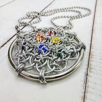 Image 3 of Rainbow Crystal Web Medallion Pendant