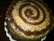 Image of German Chocolate Cake with Fudge Filling and Trim & Coconut-Pecan Frosting