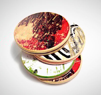 Image of skateboard round drink coaster set