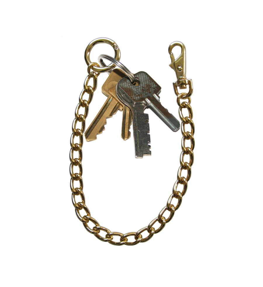 Image of Gold Classy Curb Chain Key Fob Tether Handbag Accessory - Your Choice of Length & Clasp Type