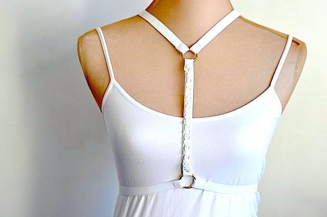 Image of White Sequin Elastic Body Harness