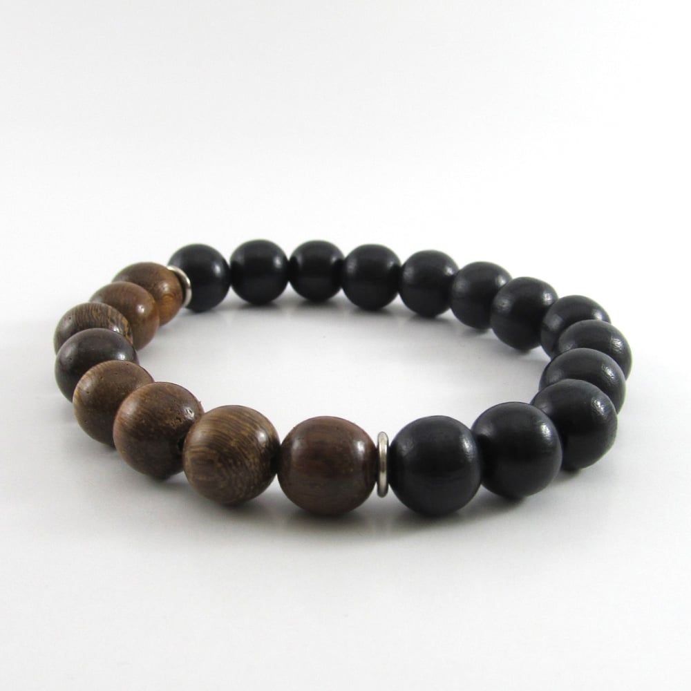 Image of Chunky Robles and Black wooden beaded bracelet