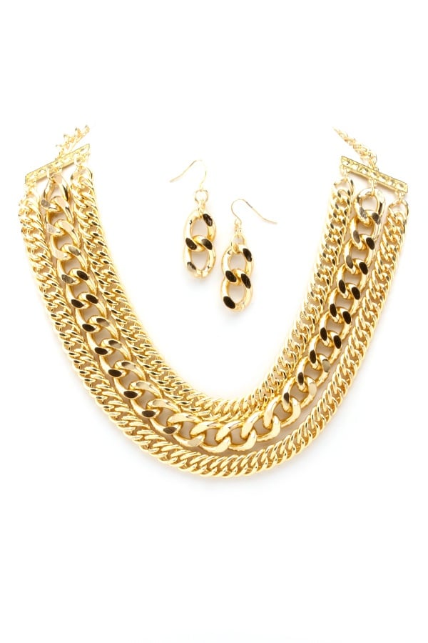 Image of Triple Row Chain Necklace Set