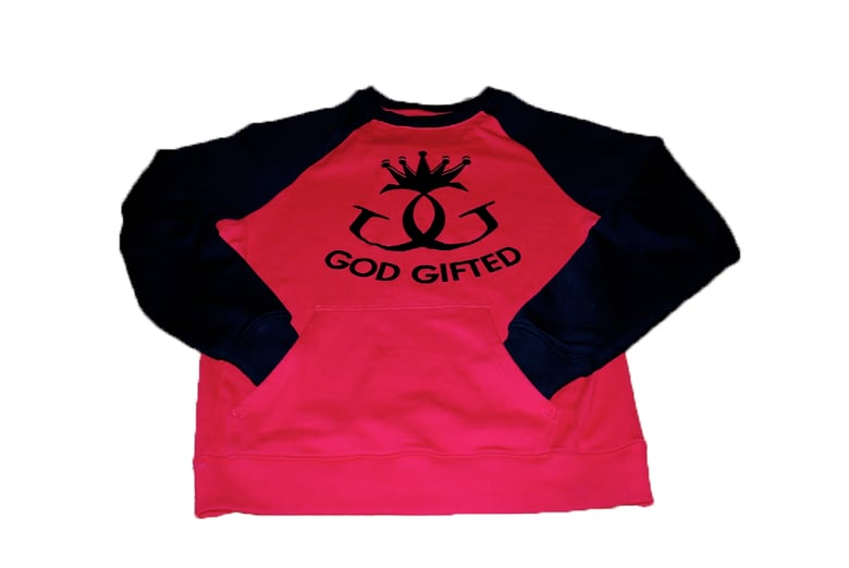 Image of God Gifted Red/blk Crew Neck Sweatshirt with Front Pocket 