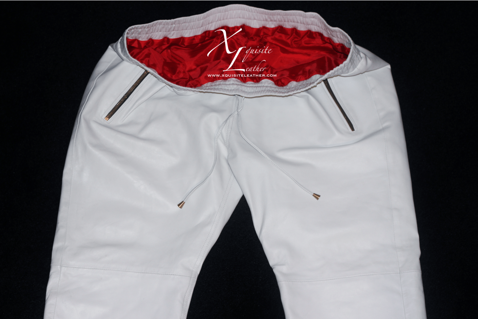 white leather joggers