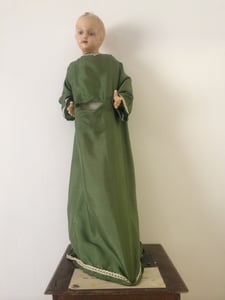 Image of antique french musical wax baby jesus on plinth