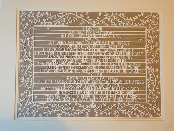 Image of "I LOVE YOU" LARGE ORIGINAL PAPERCUT