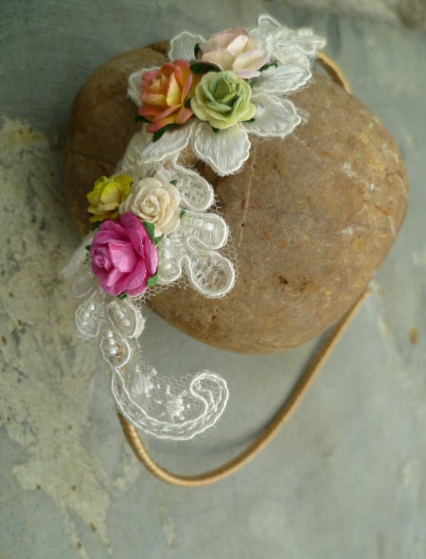 Ellie Bridesmaid Floral & Lace Headpiece - Laura Pettifar Designs