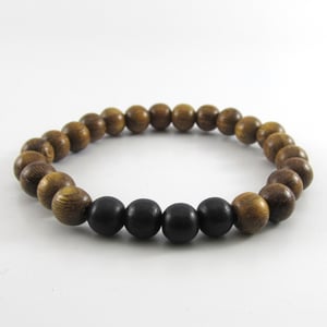 Image of Brown Robles and Black Beaded Stretch Bracelet 