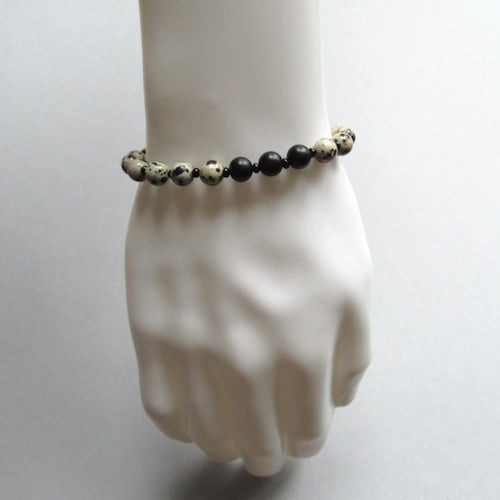 Image of Jasper Beaded sterling silver clasp bracelet