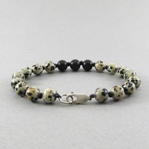 Image of Jasper Beaded sterling silver clasp bracelet