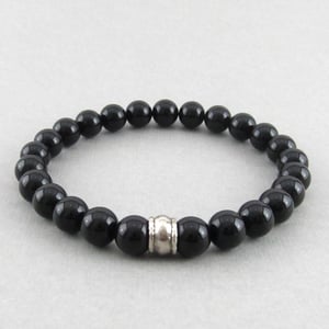 Image of Black Agate and silver bead bracelet