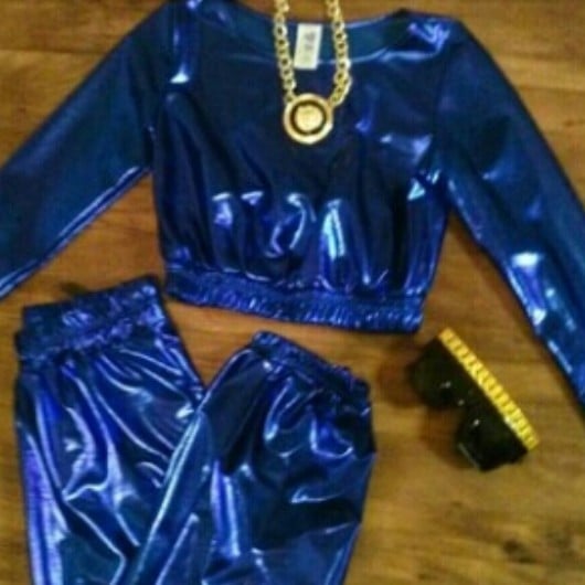 Image of metallic blue sexy jogger