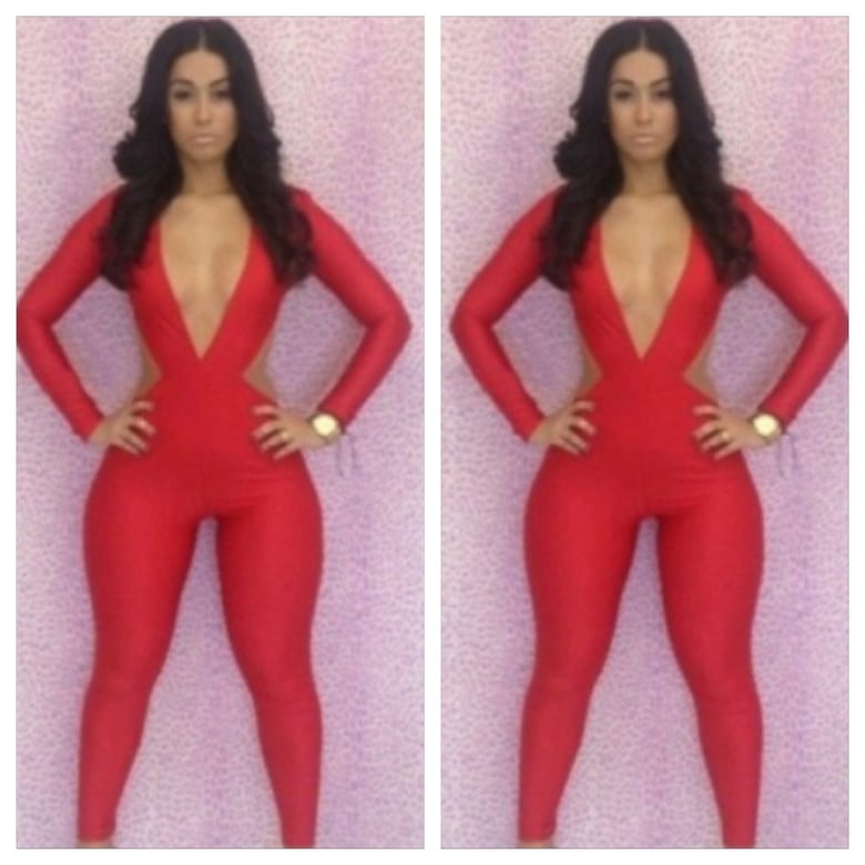 Image of Cut Out Front and Open Back Bodycon Jumpsuit