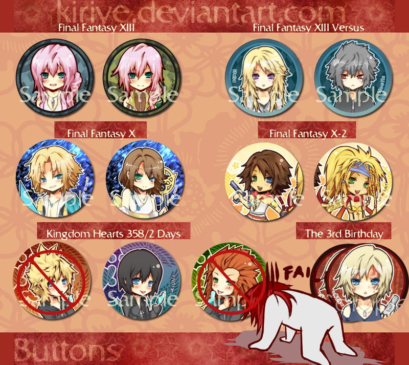 Image of Final Fantasy Buttons Set