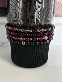 Image 3 of Deadly Damask Black and Maroon Tumbler Bracelet Stack