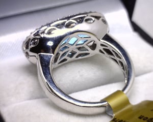 Image of 14K White Gold Blue Topaz / Diamond Ring