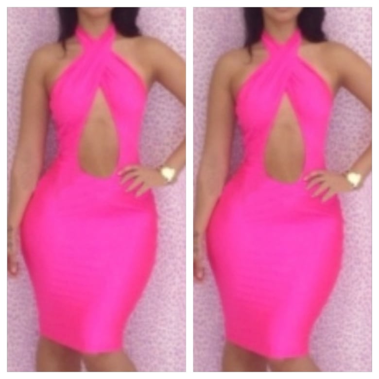 Image of Backless Bodycon Dress with Open Front