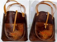 Image 2 of Custom Hand Tooled Leather Tote, Shopping style Hand Bag Purse