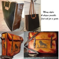 Image 4 of Custom Hand Tooled Leather Tote, Shopping style Hand Bag Purse