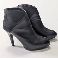 Image 1 of ...me Too Chic Black Leather & Cow Fur Ankle Boots