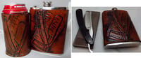 Image 4 of Custom hand tooled leather covered flask. Your image/design or idea.